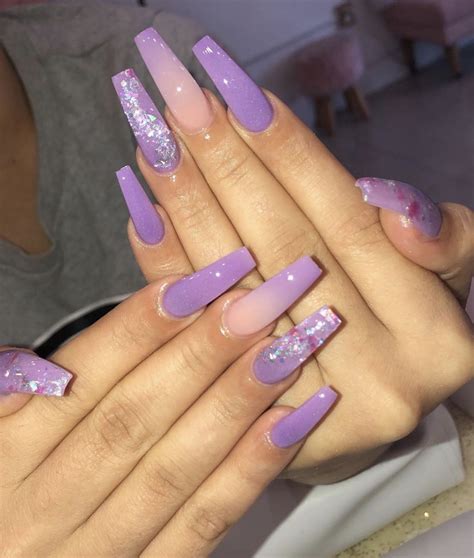 coffin acrylic nails purple